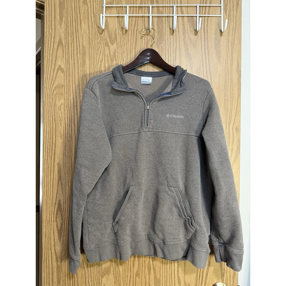 Columbia 1/4 Zip Pullover Shirt Mens XL Beige Warm, Heavy Material